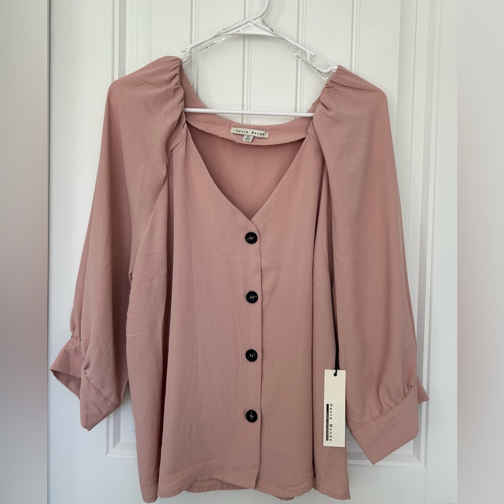 Haute Monde NWT XL Blush Pink blouse